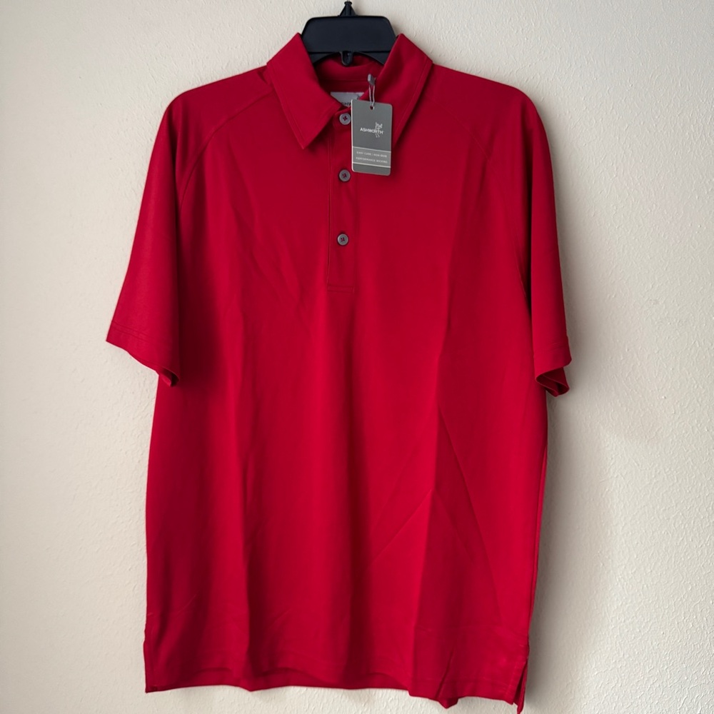 Ashworth Polo Shirt Men Size S Carmine Red Golf Performance Wicking Short Sleeve